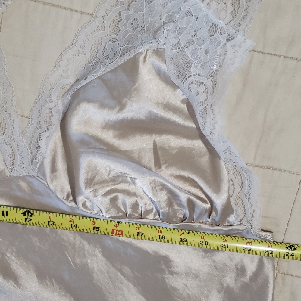 Satin and Lace Slip Nightgown Chemise 5XL Nude Beige - Picture 11 of 12